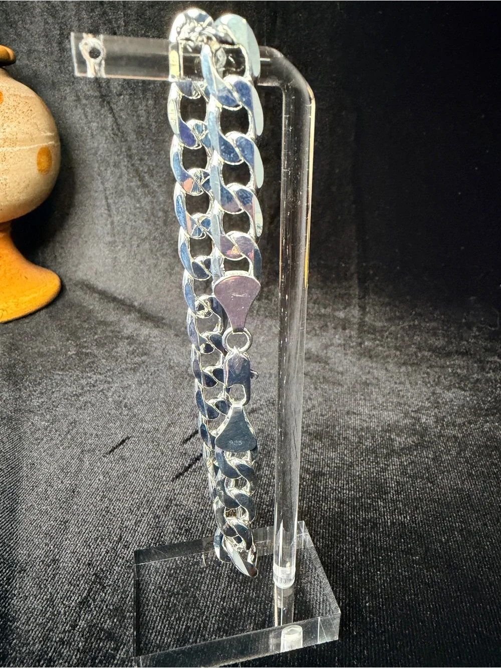 925 Stamped Cuban 9in 9MM Bracelet WG finish 22.2g Lobster Clasp. Brand New.